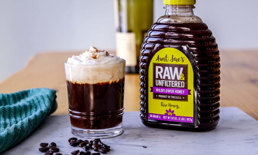 Photo of coffee and AUNT SUE'S® Raw & Unfiltered Coffee.