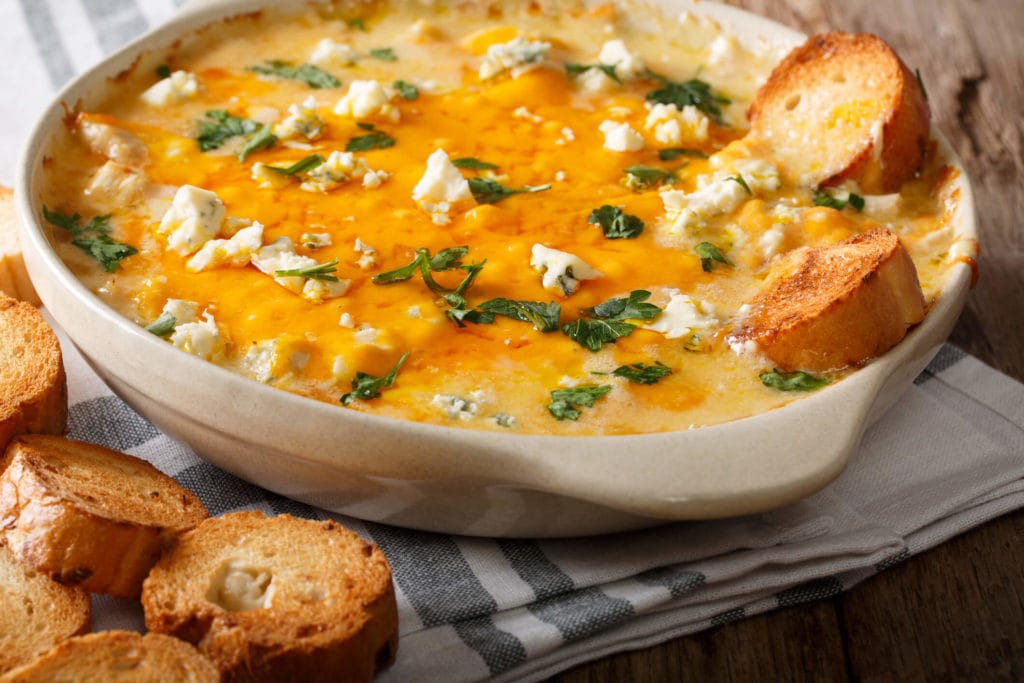 Photo of buffalo chicken dip.